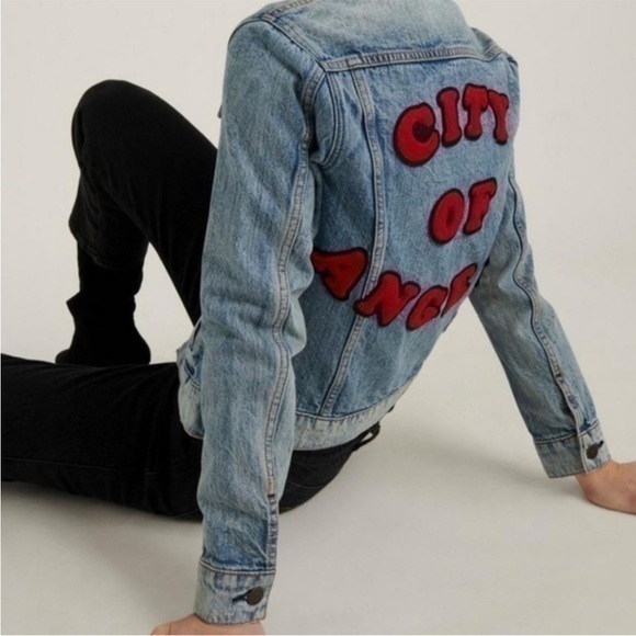 Lucky Brand City of Angels Jean Denim Jacket large - Picture 1 of 7